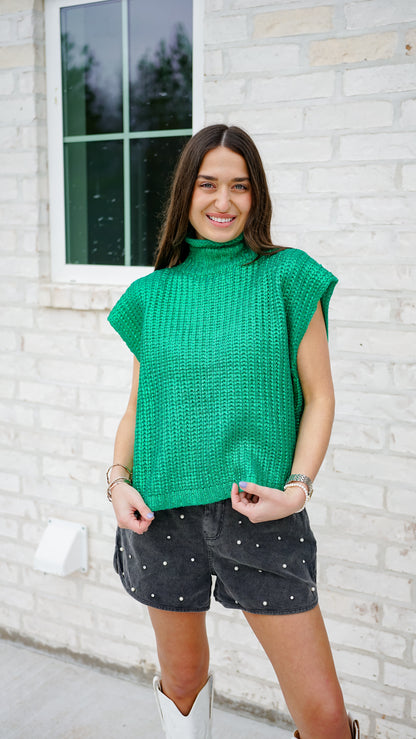 Shimmy In Shimmer Green Top