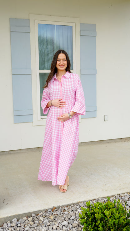 Grateful In Gingham Midi Dress