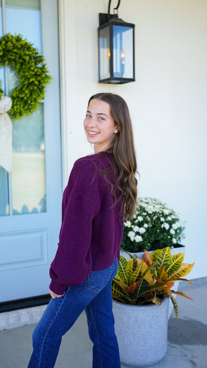 Love at First Sight Eggplant Cardigan