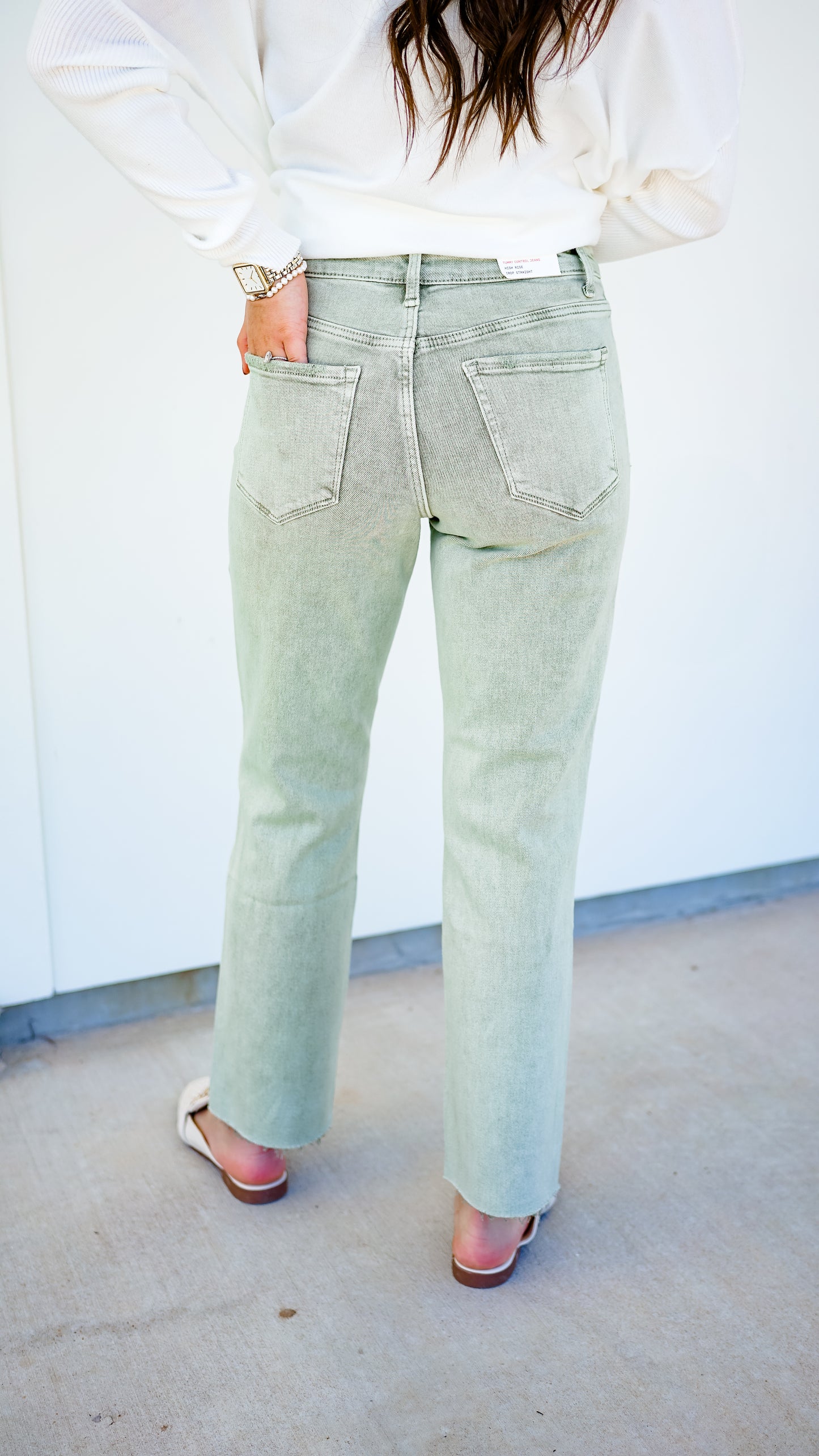 Take It Slow Light Olive Jeans