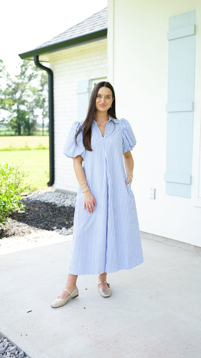 Rely On The Lord Blue Stripe Midi