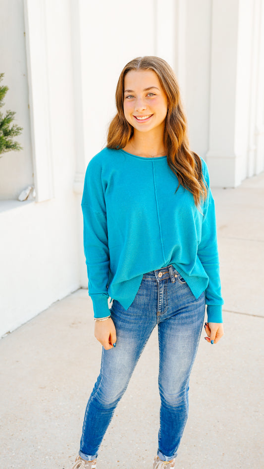 Now and Forever Teal Sweater