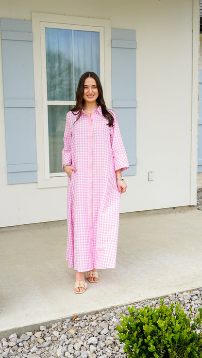 Grateful In Gingham Midi Dress