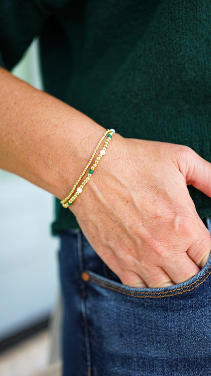 Emerald and Gold Beaded Bracelet