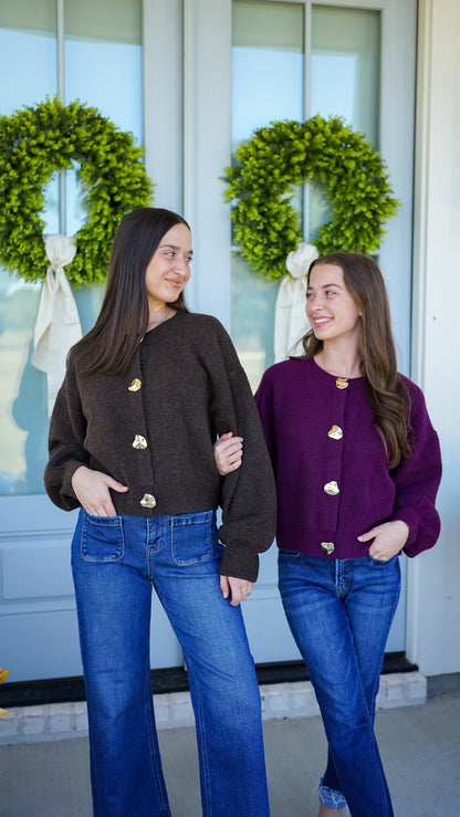 Love at First Sight Eggplant Cardigan