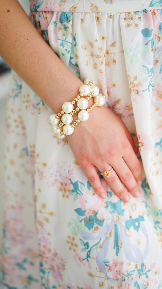Large Pearl Bracelet Stack