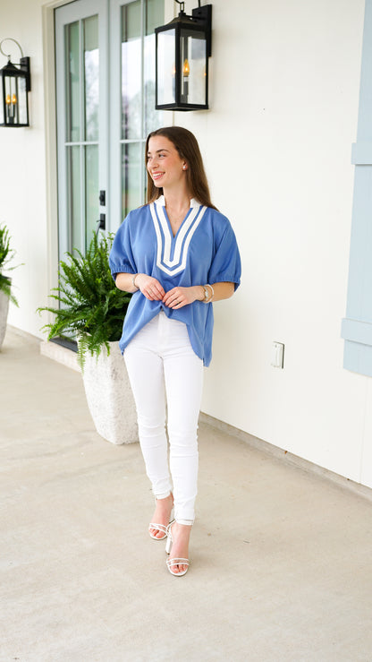 Style and Simplicity Blue Top
