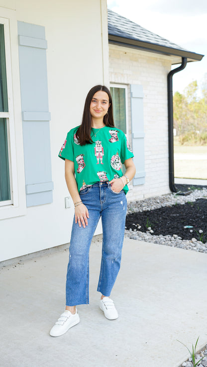 Vintage Christmas Sequin Top