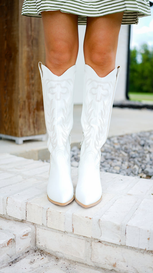 Take a Turn White Boots