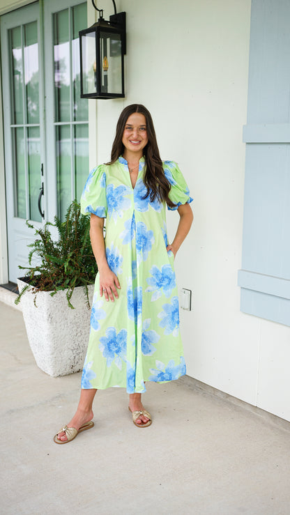 Nothing Ordinary Lime Midi Dress