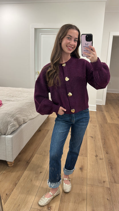Love at First Sight Eggplant Cardigan