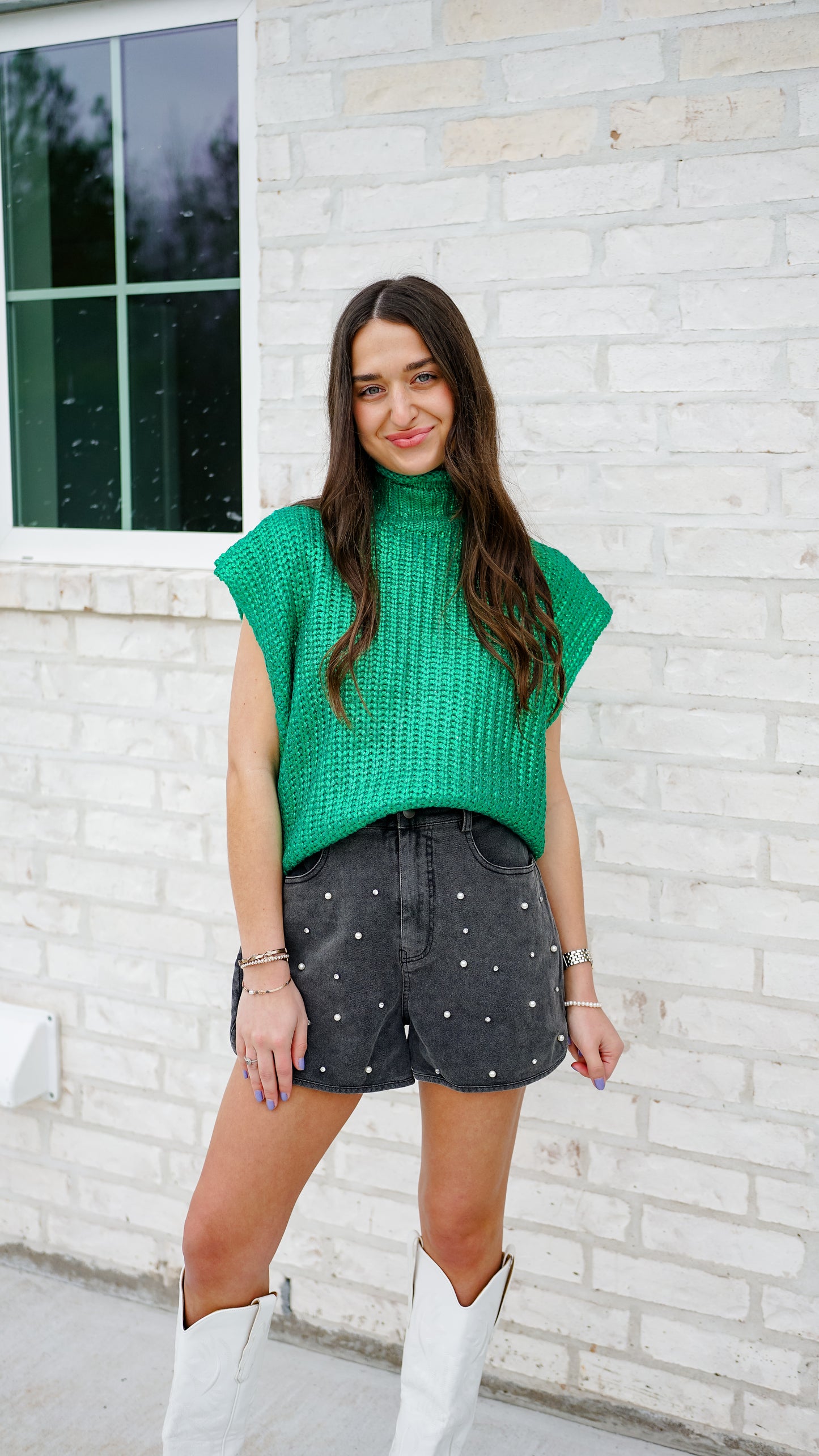 Shimmy In Shimmer Green Top