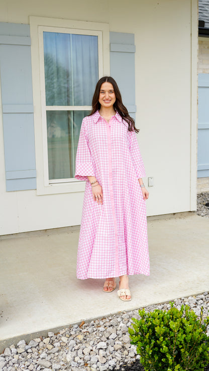 Grateful In Gingham Midi Dress