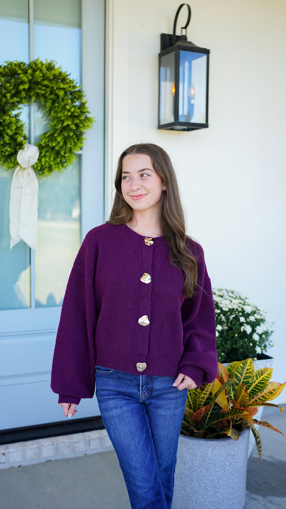 Love at First Sight Eggplant Cardigan