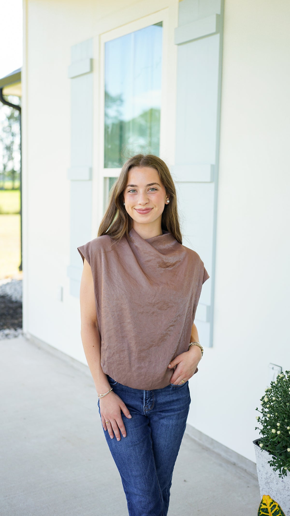 Stunning In Shimmer Mocha Top