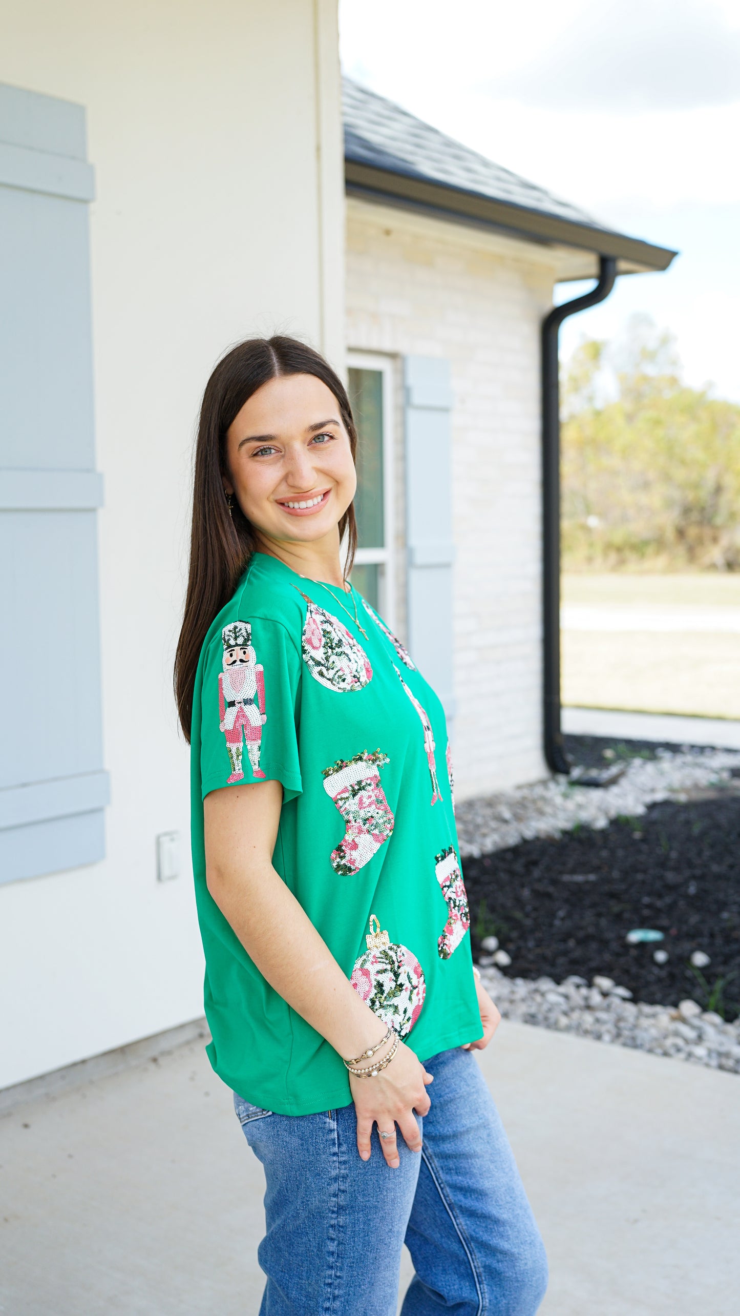 Vintage Christmas Sequin Top