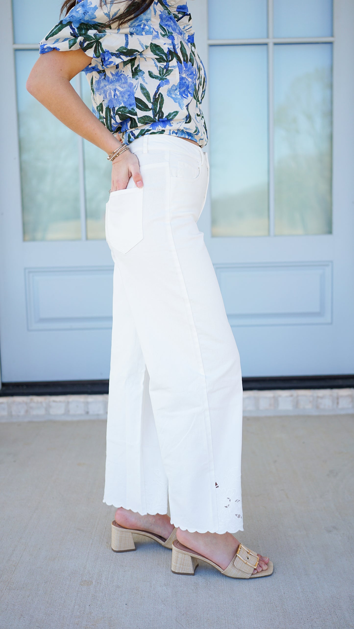 Effortless In Eyelet White Pants