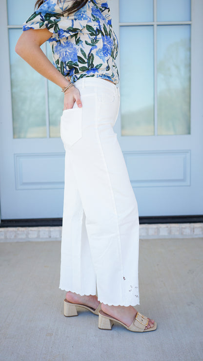 Effortless In Eyelet White Pants
