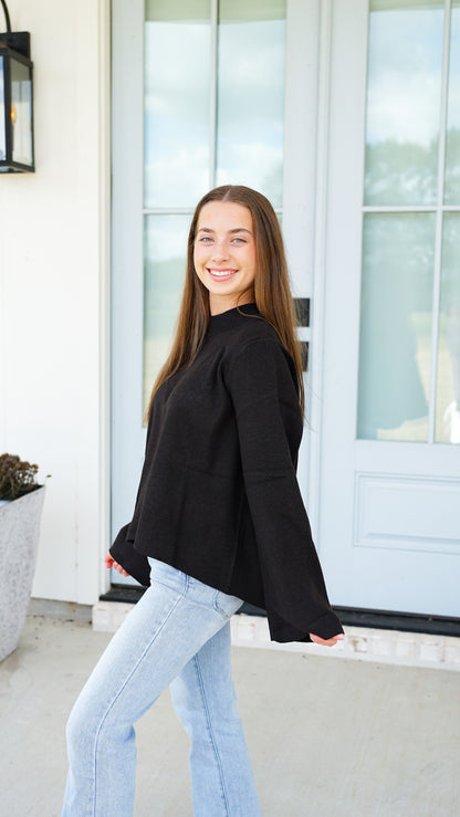 Either Way Black Sweater