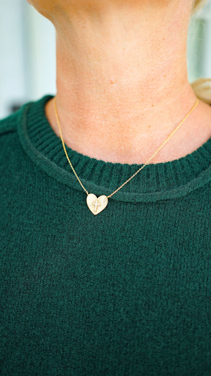 Gold Heart Cross Necklace